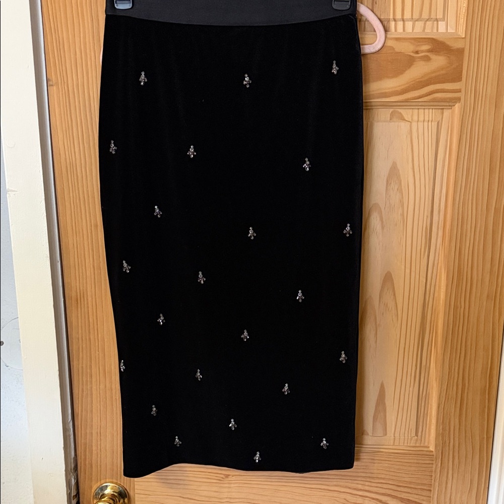 Chic Black Embellished Midi Skirt